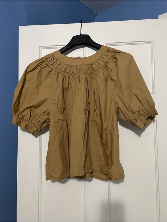 J. Crew Tops - J. Crew Camel Smocked Yoke Puff Sleeve Blouse